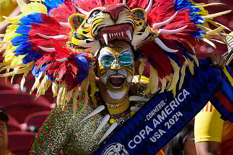 A fan cheers for Colombia